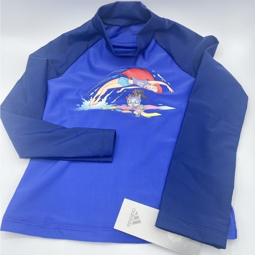 NWT, Adidas X Disney, Girl's‎ Little Mermaid Long- Sleeve Swim Shirt, Girl 4T